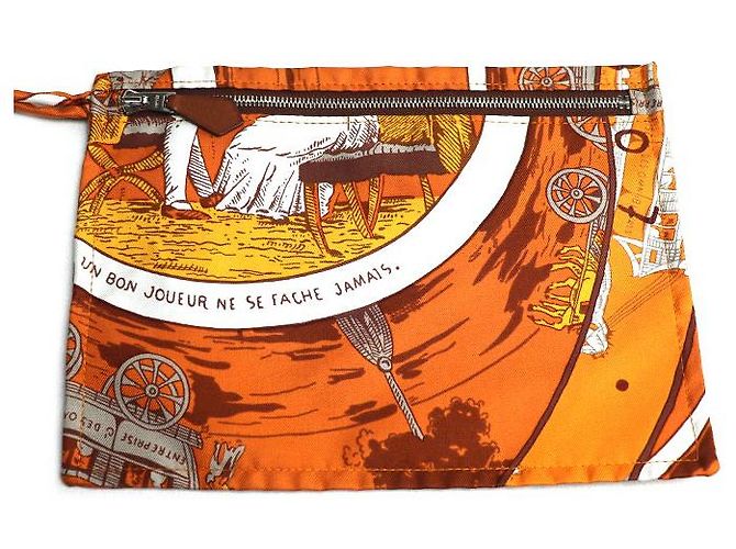 Hermès Hermes Silky City PM Omnibus et Dames Blanches Silk Leather Shoulder Bag Orange - view 4