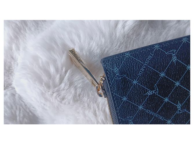 Clutch Trussardi in pelle blu - vista 3