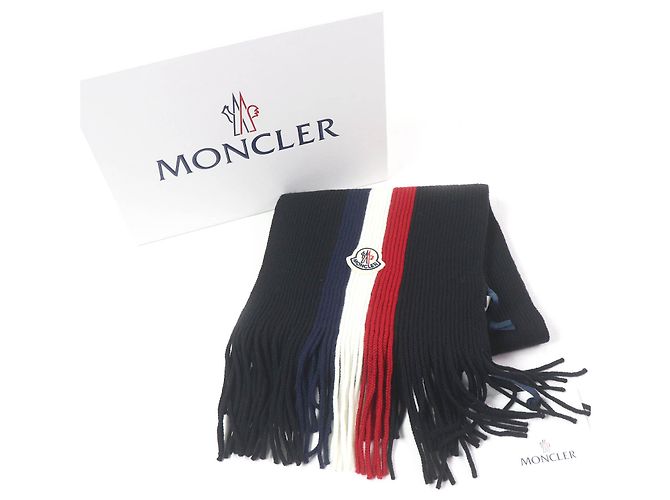 Sciarpa in lana con patch logo tricolore Moncler - vista 2