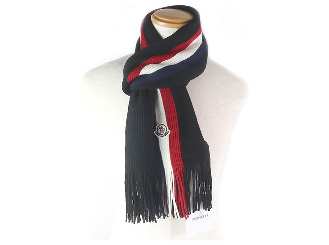 Sciarpa in lana con patch logo tricolore Moncler - vista 3