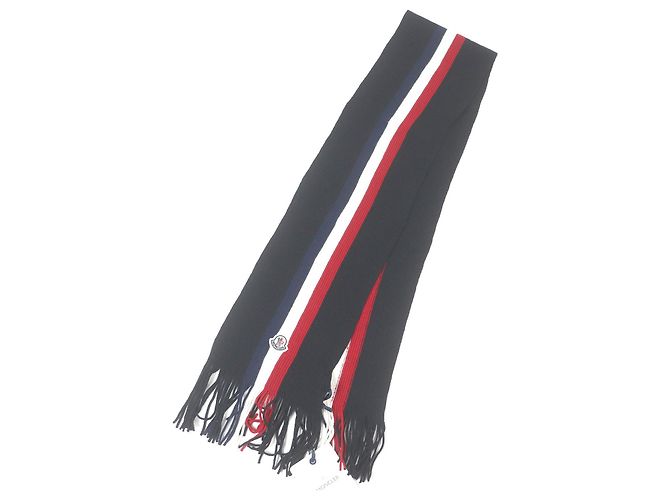 Sciarpa in lana con patch logo tricolore Moncler - vista 4