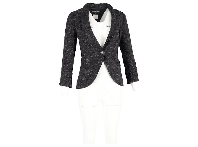 Timeless Blazer de Tweed Chanel en Algodón Negro - vista 4
