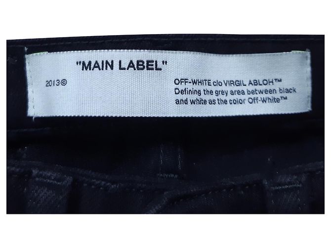 Off White Jeans de mezclilla negra de algodón estampado slim-fit Off-White Negro - vista 3