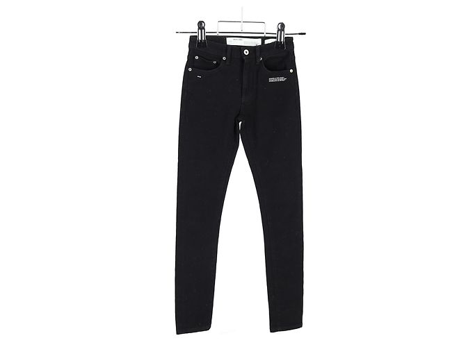 Off White Jeans de mezclilla negra de algodón estampado slim-fit Off-White Negro - vista 4