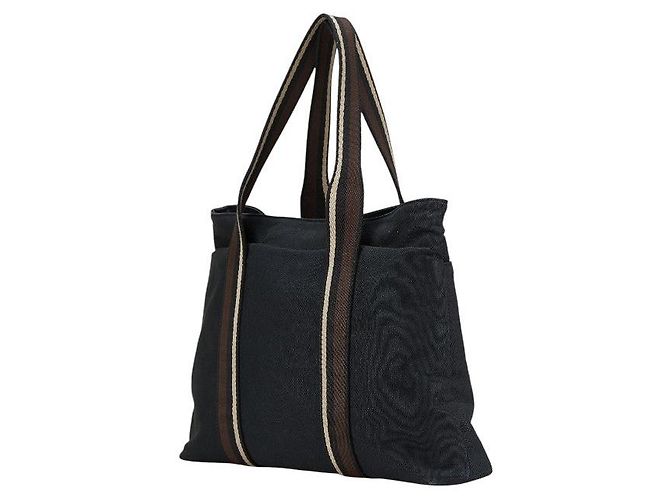 Troca Bolso de mano de lona y cuero Hermès Negro - vista 2