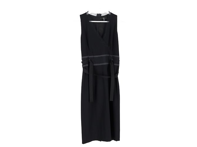 Boss Hugo Boss V-Ausschnitt Kleid aus schwarzem Polyester - Ansicht 4