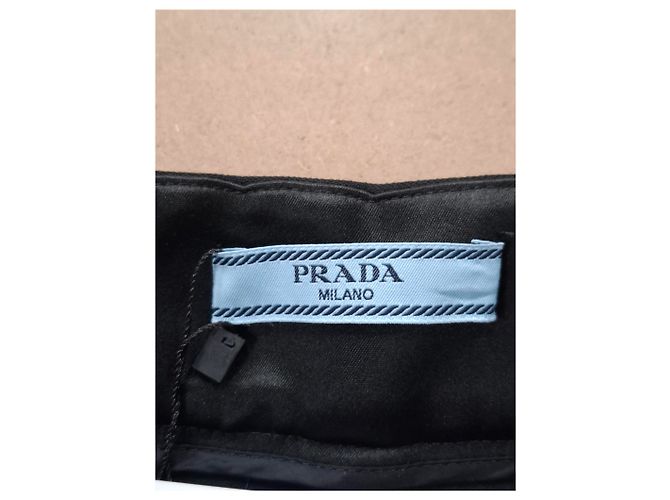 Prada Side Stripe Straight Leg Pants in Black Virgin Wool Multiple colors - view 6