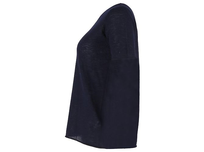Camiseta de cuello redondo Joseph en algodón azul marino - vista 2