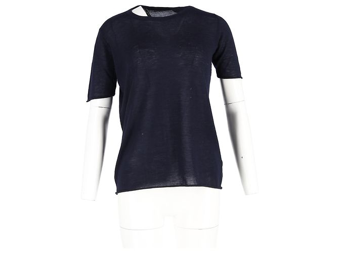 Camiseta de cuello redondo Joseph en algodón azul marino - vista 4