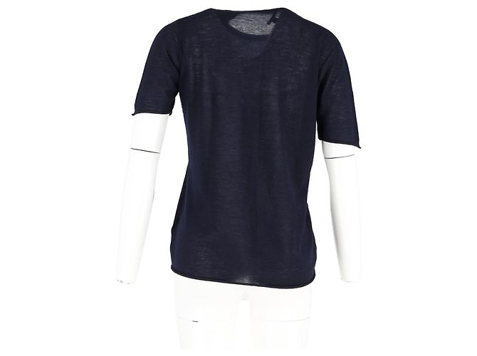 Camiseta de cuello redondo Joseph en algodón azul marino - vista 6