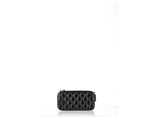 Chanel Double Zip Wallet on Chain in Black Quilted Leather - view 10