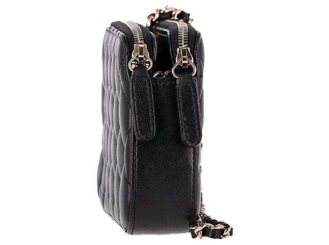 Chanel Double Zip Wallet on Chain in Black Quilted Leather - view 2