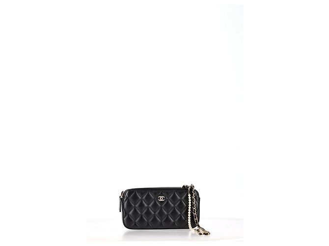 Chanel Double Zip Wallet on Chain in Black Quilted Leather - view 8