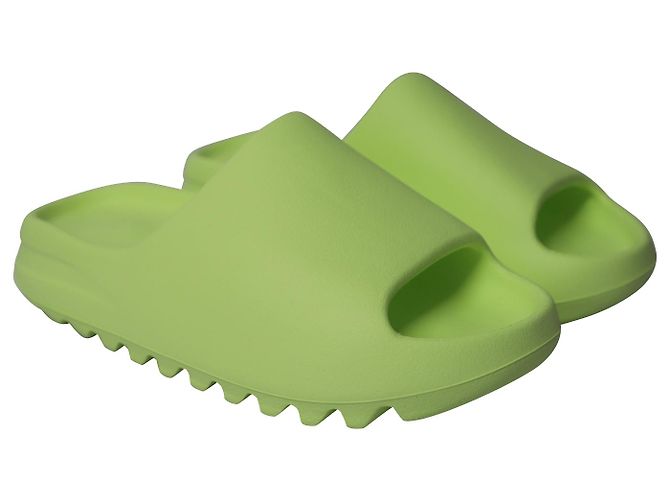 Adidas Yeezy Slides in plastica verde fluorescente - vista 3