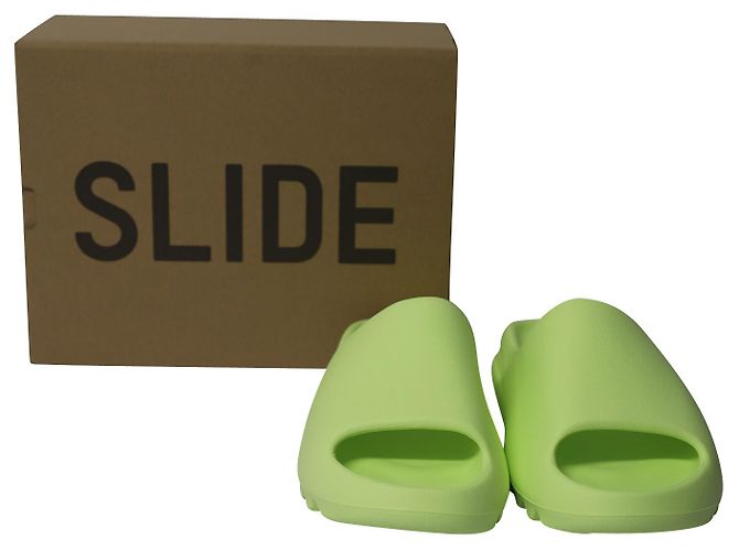 Adidas Yeezy Slides in plastica verde fluorescente - vista 7