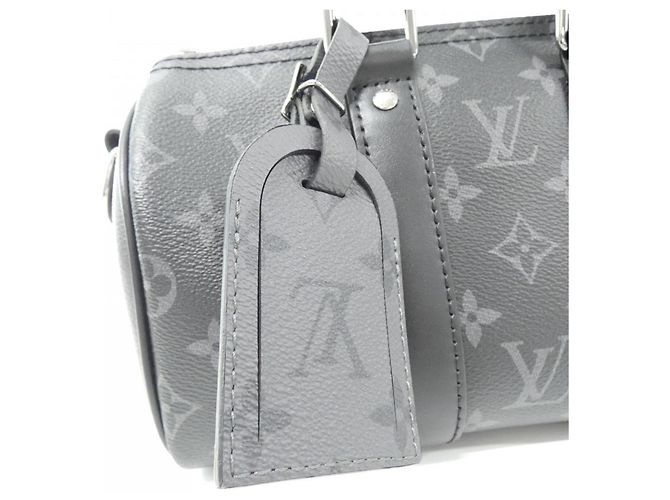 Borsa Boston Keepall Bandoulière 25cm Monogram Eclipse Louis Vuitton Nero Grigio Monogramma - vista 4