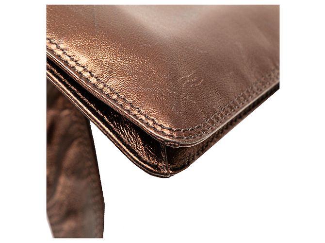 Borsa a tracolla in pelle di agnello metallica marrone Chanel Bronzo - vista 11