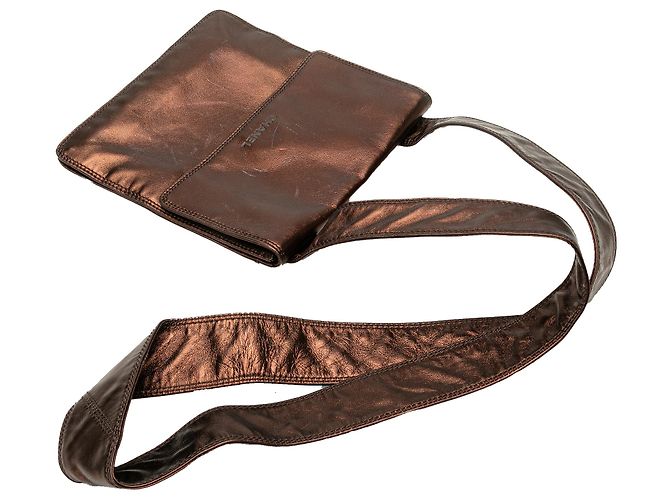Borsa a tracolla in pelle di agnello metallica marrone Chanel Bronzo - vista 13