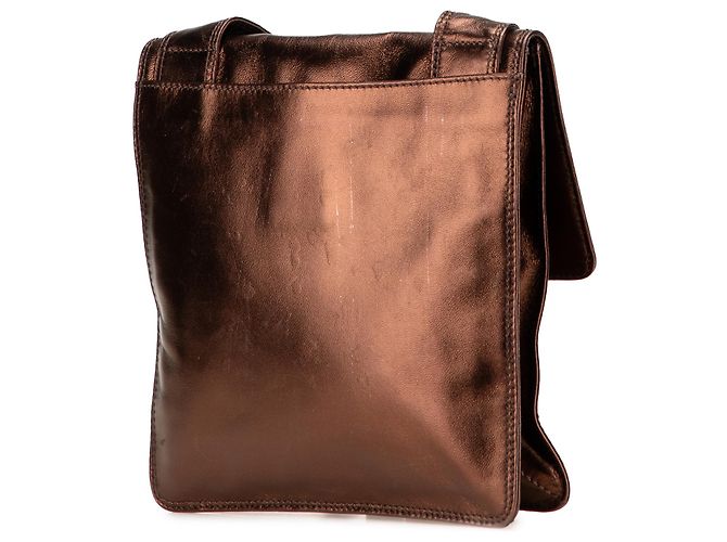 Borsa a tracolla in pelle di agnello metallica marrone Chanel Bronzo - vista 2