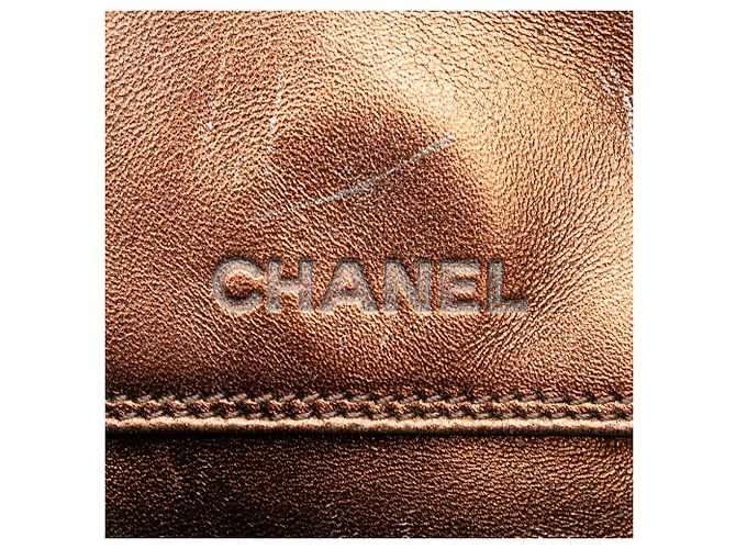 Borsa a tracolla in pelle di agnello metallica marrone Chanel Bronzo - vista 8