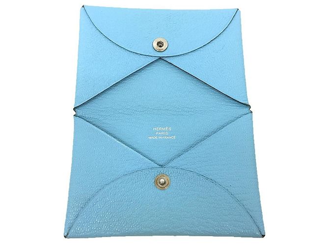 Hermès Funda para tarjetas Hermes Calvi Verso en azul claro - vista 2