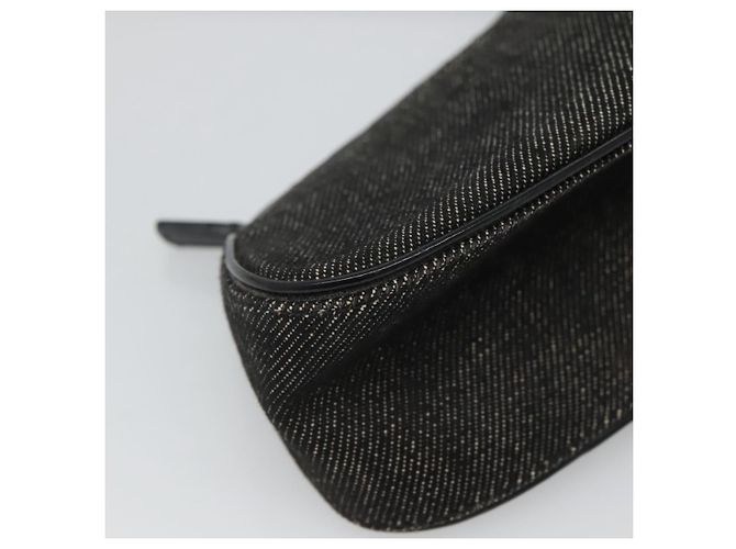 Christian Dior Accessory Pouch Canvas Black Silver Auth 124775 Silvery - view 11