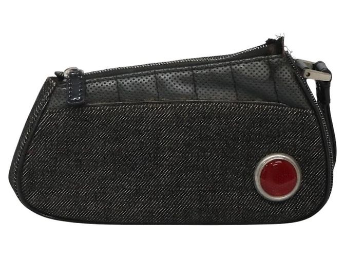 Christian Dior Accessory Pouch Canvas Black Silver Auth 124775 Silvery - view 2