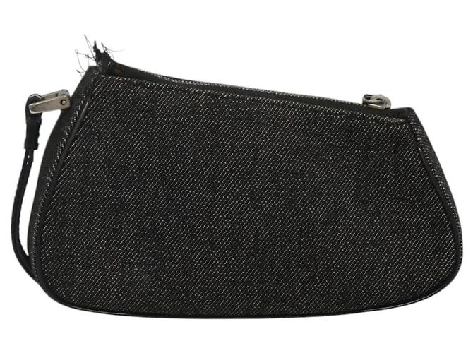Christian Dior Accessory Pouch Canvas Black Silver Auth 124775 Silvery - view 3