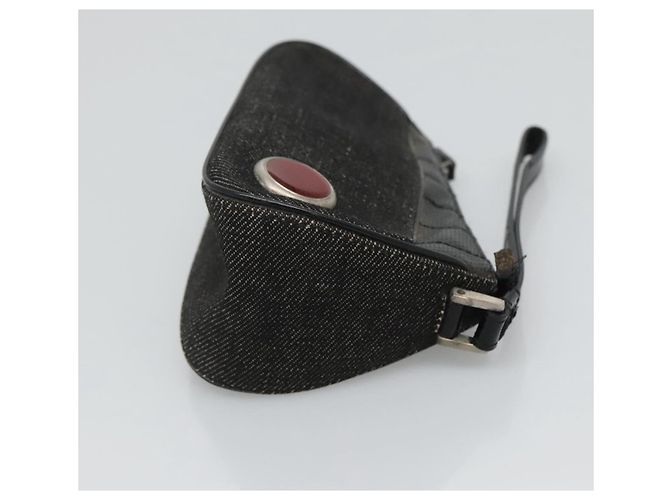 Christian Dior Accessory Pouch Canvas Black Silver Auth 124775 Silvery - view 5