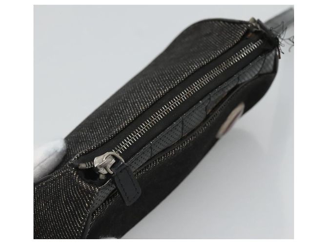Christian Dior Accessory Pouch Canvas Black Silver Auth 124775 Silvery - view 6