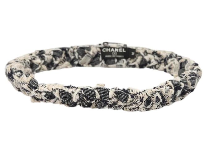 CHANEL Haarband Tweed Weiß Marine CC Auth bs26189 Marineblau - Ansicht 2