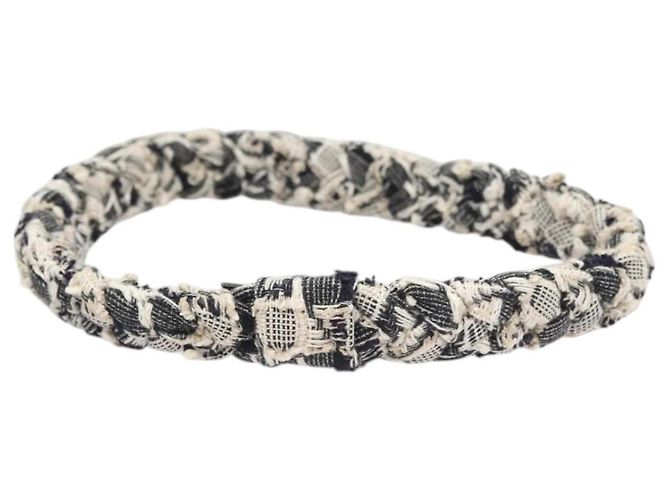 CHANEL Haarband Tweed Weiß Marine CC Auth bs26189 Marineblau - Ansicht 3
