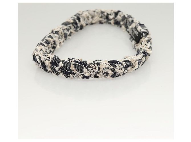 CHANEL Haarband Tweed Weiß Marine CC Auth bs26189 Marineblau - Ansicht 4