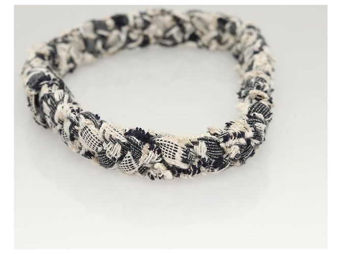 CHANEL Haarband Tweed Weiß Marine CC Auth bs26189 Marineblau - Ansicht 5