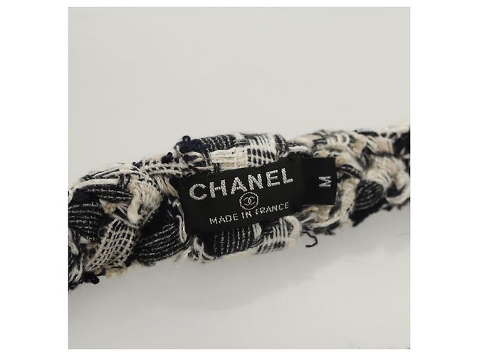 CHANEL Haarband Tweed Weiß Marine CC Auth bs26189 Marineblau - Ansicht 6