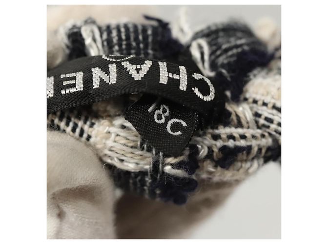 CHANEL Haarband Tweed Weiß Marine CC Auth bs26189 Marineblau - Ansicht 7