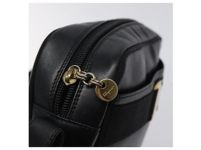 Borsa a spalla in pelle nera e oro Auth BA2412 di Salvatore Ferragamo Nero D'oro - vista 17