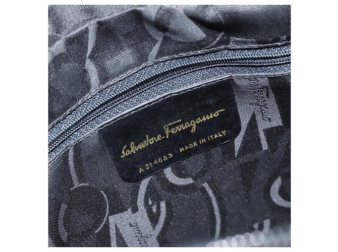 Borsa a spalla in pelle nera e oro Auth BA2412 di Salvatore Ferragamo Nero D'oro - vista 18