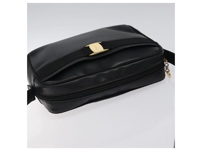 Borsa a spalla in pelle nera e oro Auth BA2412 di Salvatore Ferragamo Nero D'oro - vista 6