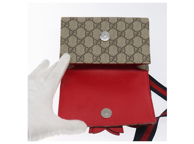 GUCCI GG Supreme Sherry Line Marsupio per bambini PVC Beige Rosso Blu Navy Auth BD2175 - vista 14