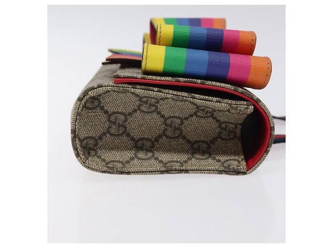 GUCCI GG Supreme Sherry Line Marsupio per bambini PVC Beige Rosso Blu Navy Auth BD2175 - vista 4