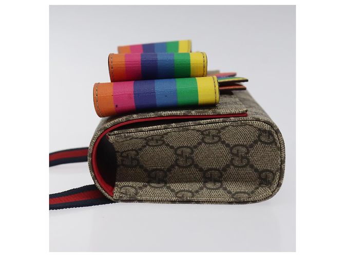 GUCCI GG Supreme Sherry Line Marsupio per bambini PVC Beige Rosso Blu Navy Auth BD2175 - vista 5