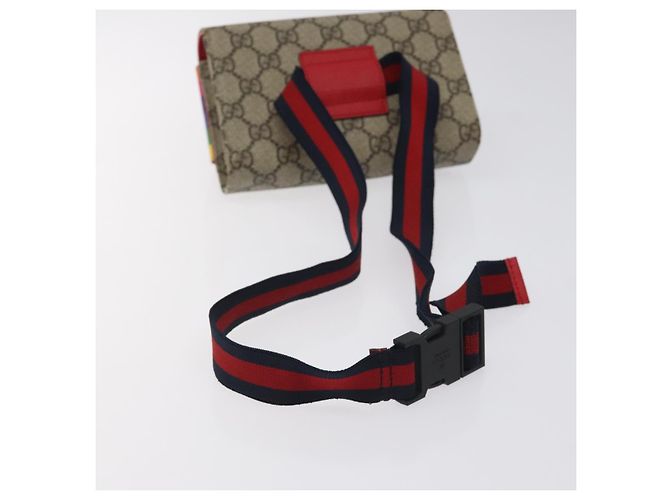 GUCCI GG Supreme Sherry Line Marsupio per bambini PVC Beige Rosso Blu Navy Auth BD2175 - vista 7