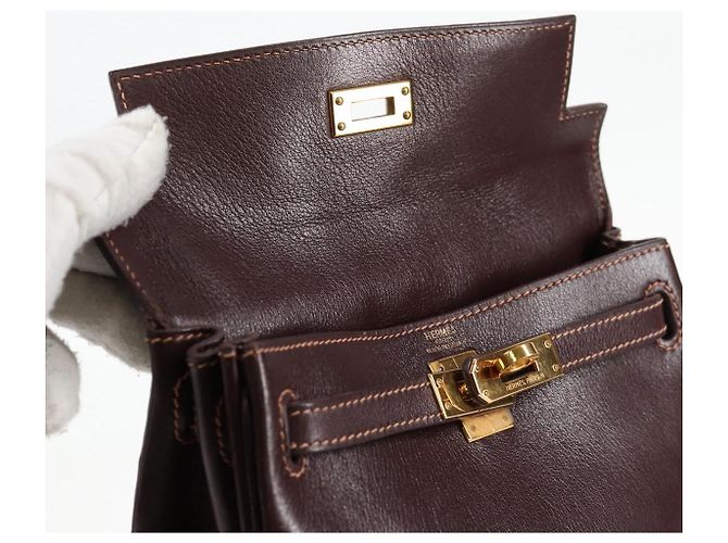 Hermès HERMES Kelly Ado PM Zaino in pelle marrone oro Auth PP597M D'oro - vista 18