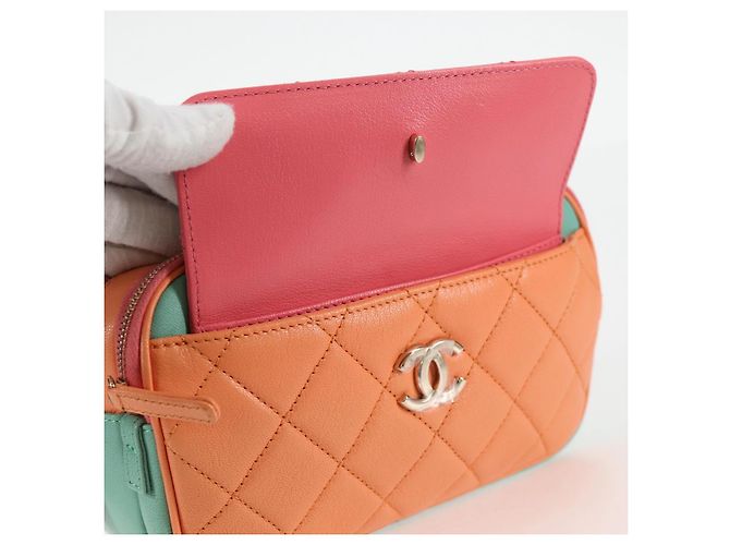 CHANEL Bolsa de cintura Matelassé de cuero rosa dorado CC Auth 125467SAM - vista 17