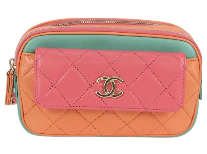 CHANEL Bolsa de cintura Matelassé de cuero rosa dorado CC Auth 125467SAM - vista 2