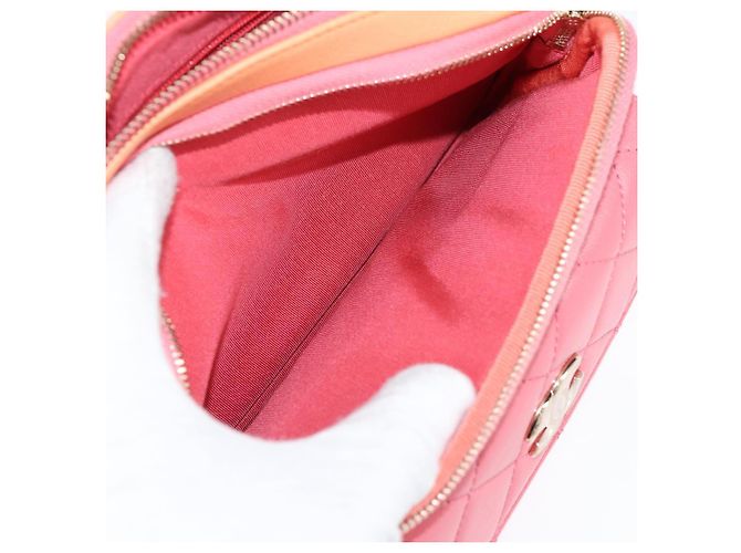 CHANEL Bolsa de cintura Matelassé de cuero rosa dorado CC Auth 125467SAM - vista 30
