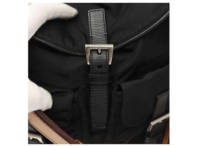 PRADA Borsa a Spalla Nylon Nero Oro Auth 123769 D'oro - vista 10