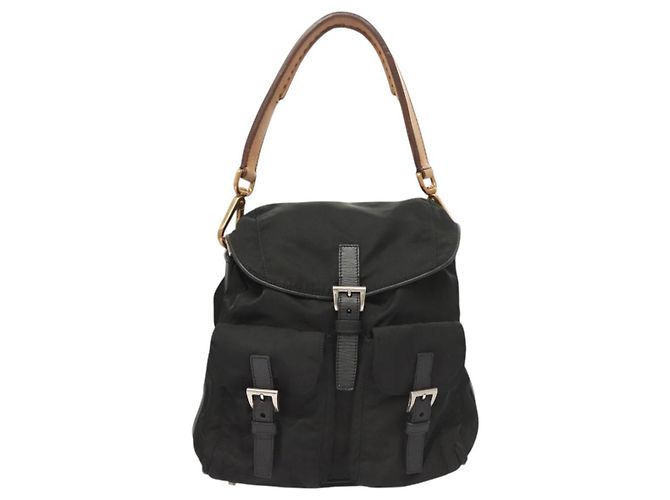 PRADA Borsa a Spalla Nylon Nero Oro Auth 123769 D'oro - vista 13