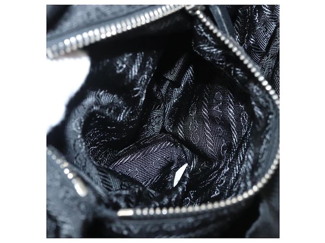 PRADA Borsa a Spalla Nylon Nero Oro Auth 123769 D'oro - vista 28